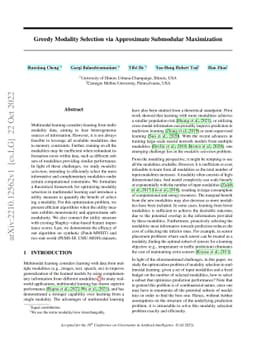 Greedy Modality Selection via Approximate Submodular Maximization
