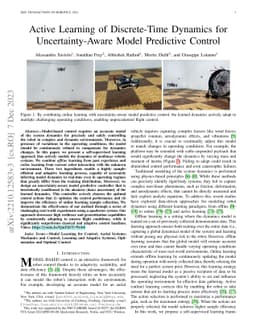 Active Learning of Discrete-Time Dynamics for Uncertainty-Aware Model
  Predictive Control