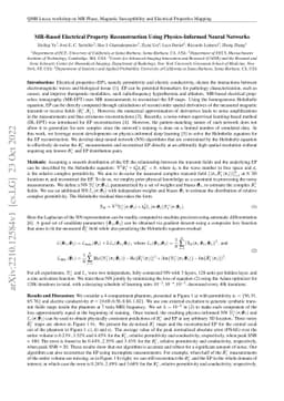 MR-Based Electrical Property Reconstruction Using Physics-Informed
  Neural Networks