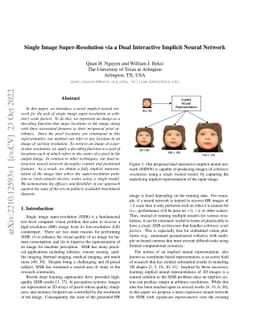 Single Image Super-Resolution via a Dual Interactive Implicit Neural
  Network