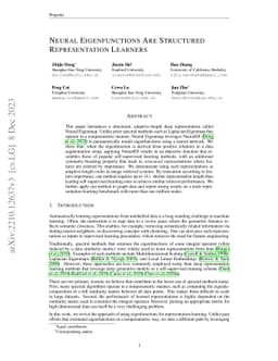 Neural Eigenfunctions Are Structured Representation Learners