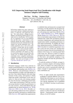 SAT: Improving Semi-Supervised Text Classification with Simple
  Instance-Adaptive Self-Training