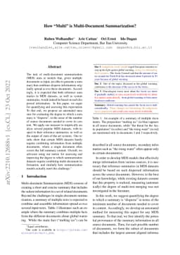 How "Multi" is Multi-Document Summarization?
