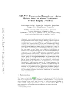 UIA-ViT: Unsupervised Inconsistency-Aware Method based on Vision
  Transformer for Face Forgery Detection