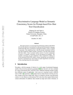Discriminative Language Model as Semantic Consistency Scorer for
  Prompt-based Few-Shot Text Classification