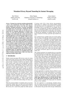 Metadata Privacy Beyond Tunneling for Instant Messaging