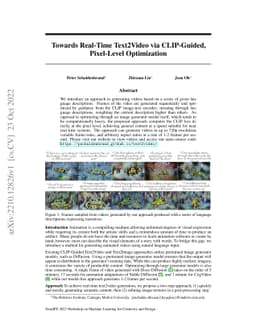 Towards Real-Time Text2Video via CLIP-Guided, Pixel-Level Optimization