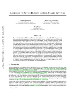 Learning to Advise Humans in High-Stakes Settings