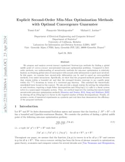 Explicit Second-Order Min-Max Optimization Methods with Optimal
  Convergence Guarantee