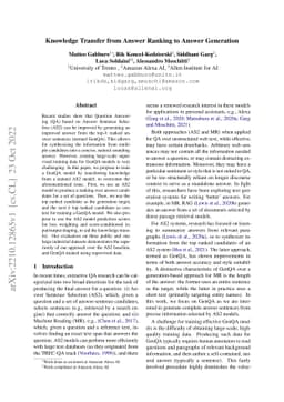 Knowledge Transfer from Answer Ranking to Answer Generation