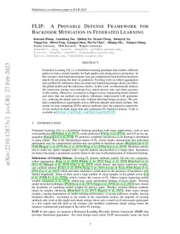 FLIP: A Provable Defense Framework for Backdoor Mitigation in Federated
  Learning