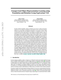 Unsupervised Object Representation Learning using Translation and
  Rotation Group Equivariant VAE