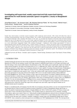 Investigating self-supervised, weakly supervised and fully supervised
  training approaches for multi-domain automatic speech recognition: a study on
  Bangladeshi Bangla