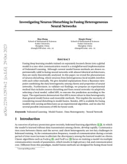 Investigating Neuron Disturbing in Fusing Heterogeneous Neural Networks