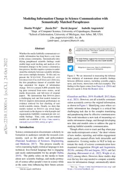 Modeling Information Change in Science Communication with Semantically
  Matched Paraphrases