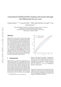Generalised Likelihood Ratio Testing Adversaries through the
  Differential Privacy Lens