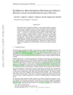 DaXBench: Benchmarking Deformable Object Manipulation with
  Differentiable Physics