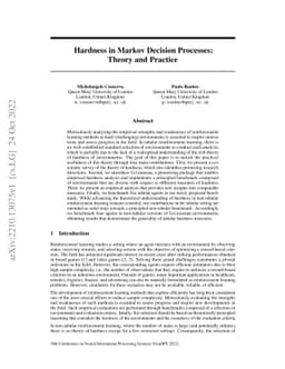 Hardness in Markov Decision Processes: Theory and Practice