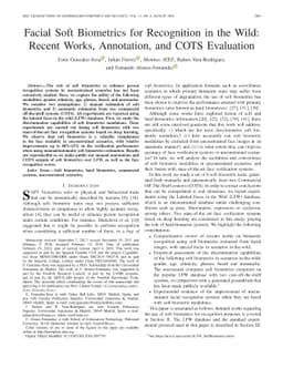 Facial Soft Biometrics for Recognition in the Wild: Recent Works,
  Annotation, and COTS Evaluation