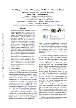 Multilingual Multimodal Learning with Machine Translated Text