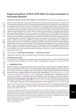 Empirical analysis of PGA-MAP-Elites for Neuroevolution in Uncertain
  Domains