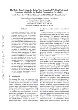 The Better Your Syntax, the Better Your Semantics? Probing Pretrained
  Language Models for the English Comparative Correlative