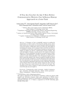 If You Are Careful, So Am I! How Robot Communicative Motions Can
  Influence Human Approach in a Joint Task