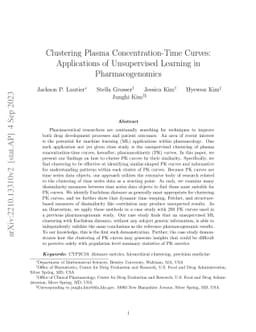 Applications of Machine Learning in Pharmacogenomics: Clustering Plasma
  Concentration-Time Curves