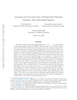 Learning and Covering Sums of Independent Random Variables with
  Unbounded Support