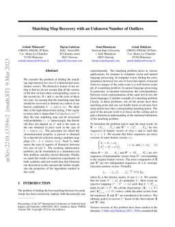 Matching Map Recovery with an Unknown Number of Outliers