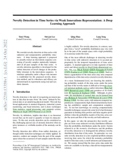 Novelty Detection in Time Series via Weak Innovations Representation: A
  Deep Learning Approach