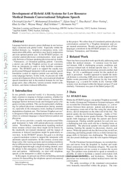 Development of Hybrid ASR Systems for Low Resource Medical Domain
  Conversational Telephone Speech
