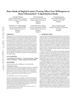 Does Mode of Digital Contact Tracing Affect User Willingness to Share
  Information? A Quantitative Study
