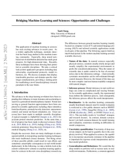 Bridging Machine Learning and Sciences: Opportunities and Challenges