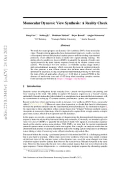 Monocular Dynamic View Synthesis: A Reality Check