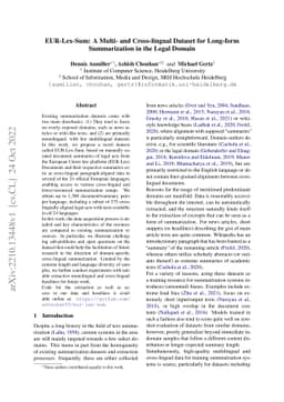 EUR-Lex-Sum: A Multi- and Cross-lingual Dataset for Long-form
  Summarization in the Legal Domain