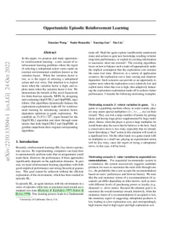 Opportunistic Episodic Reinforcement Learning