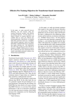 Effective Pre-Training Objectives for Transformer-based Autoencoders