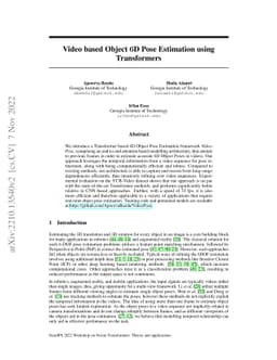 Video based Object 6D Pose Estimation using Transformers