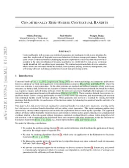 Conditionally Risk-Averse Contextual Bandits