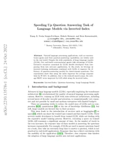 Speeding Up Question Answering Task of Language Models via Inverted
  Index