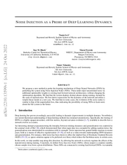 Noise Injection as a Probe of Deep Learning Dynamics