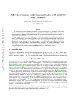 Active Learning for Single Neuron Models with Lipschitz Non-Linearities
