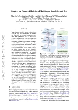 Adapters for Enhanced Modeling of Multilingual Knowledge and Text