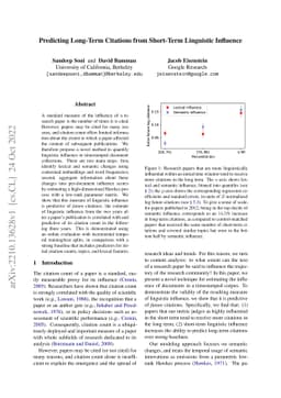 Predicting Long-Term Citations from Short-Term Linguistic Influence