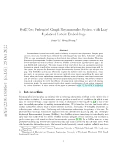 FedGRec: Federated Graph Recommender System with Lazy Update of Latent
  Embeddings