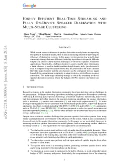Highly Efficient Real-Time Streaming and Fully On-Device Speaker
  Diarization with Multi-Stage Clustering