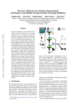 Referee: Reference-Free Sentence Summarization with Sharper
  Controllability through Symbolic Knowledge Distillation