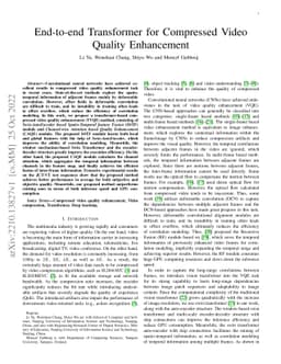 End-to-end Transformer for Compressed Video Quality Enhancement