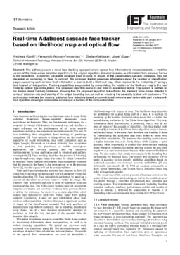 Real-time AdaBoost cascade face tracker based on likelihood map and
  optical flow
